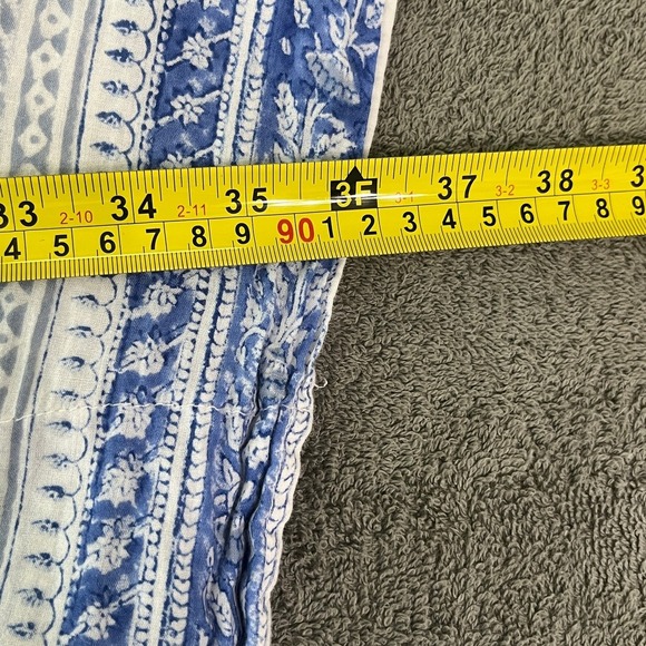 World Market Kaftan Mini Dress Womens Free Size Blue Floral Swimsuit Cover Beach - Picture 10 of 10